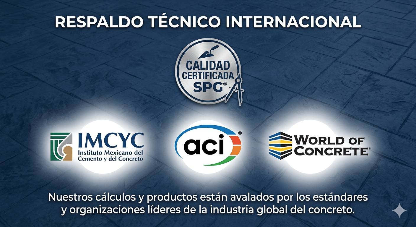 Respaldo Técnico Internacional SPG Certificaciones Internacionales IMCYC ACI World of Concrete para Concreto Estampado SPG