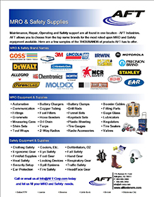 AFT is your supplier of all the safety products you need including hard hats, vests, safety glasses, earplugs and more.