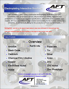 AFT Plating specializes in metal plating and coatings including xylan, zinc phosphate, electroless nickel, black oxide, and tin.