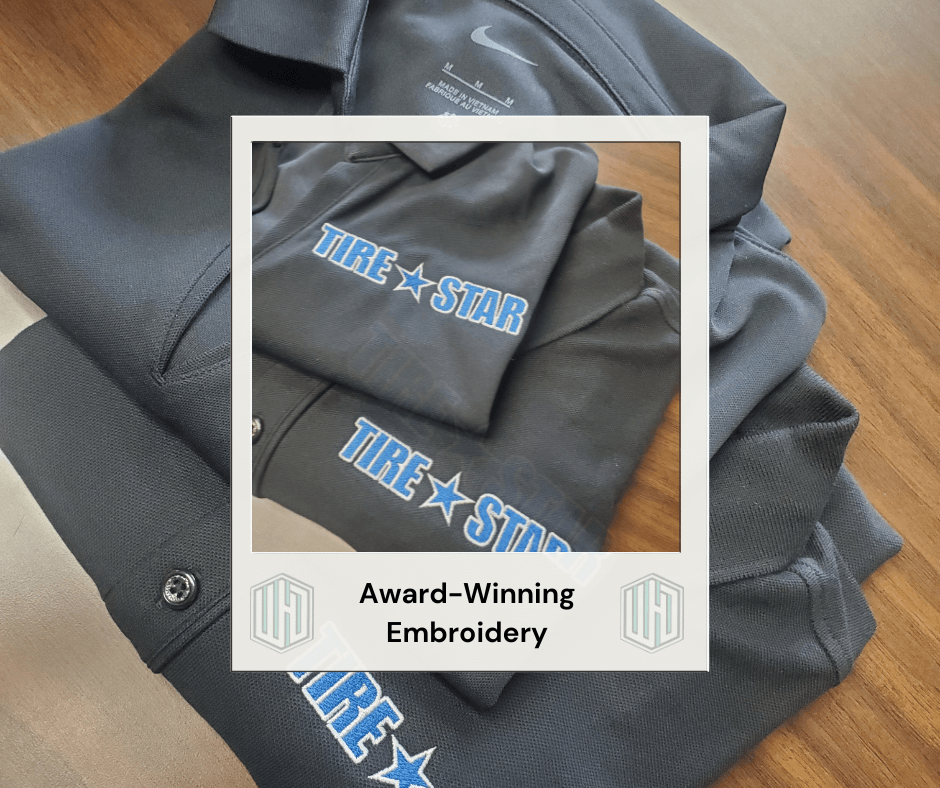 Embroidery example - Tire Star polo shirts