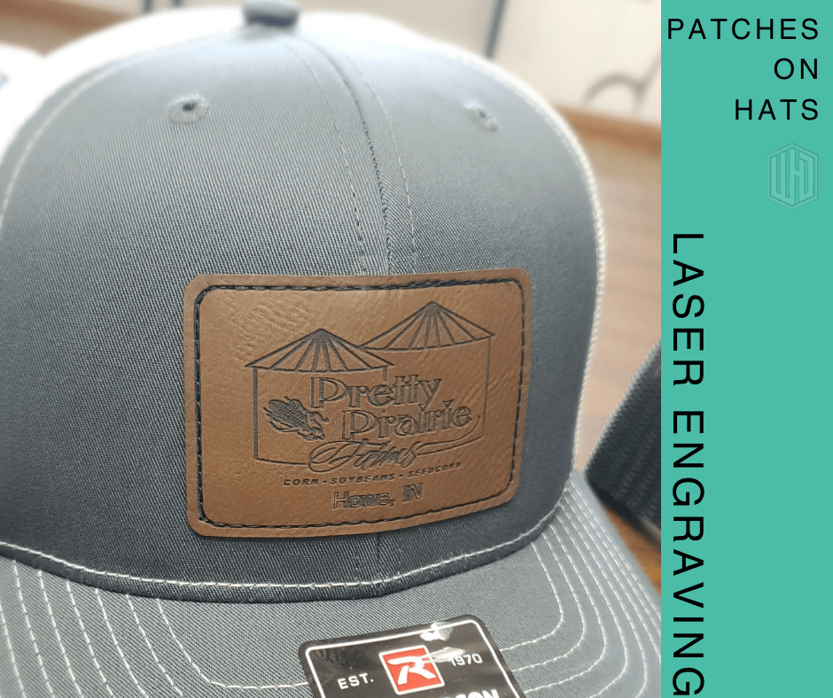 Laser engraving example - Leather patch on hat