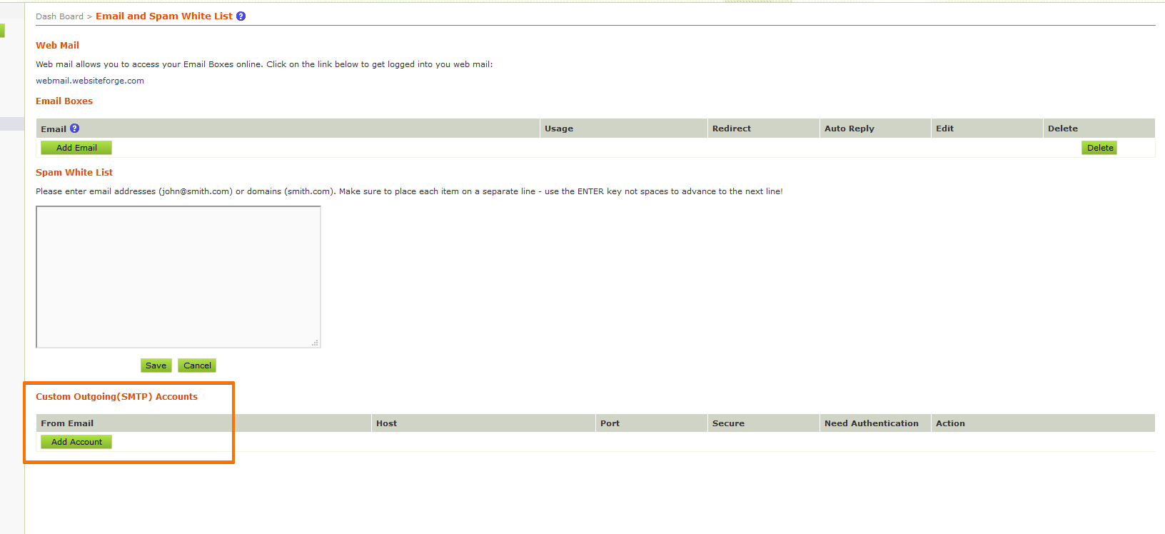 Custom Outgoing Settings 1