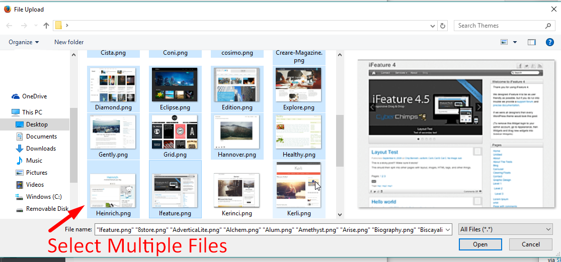 WebsiteForge Members area Manage Images and Files