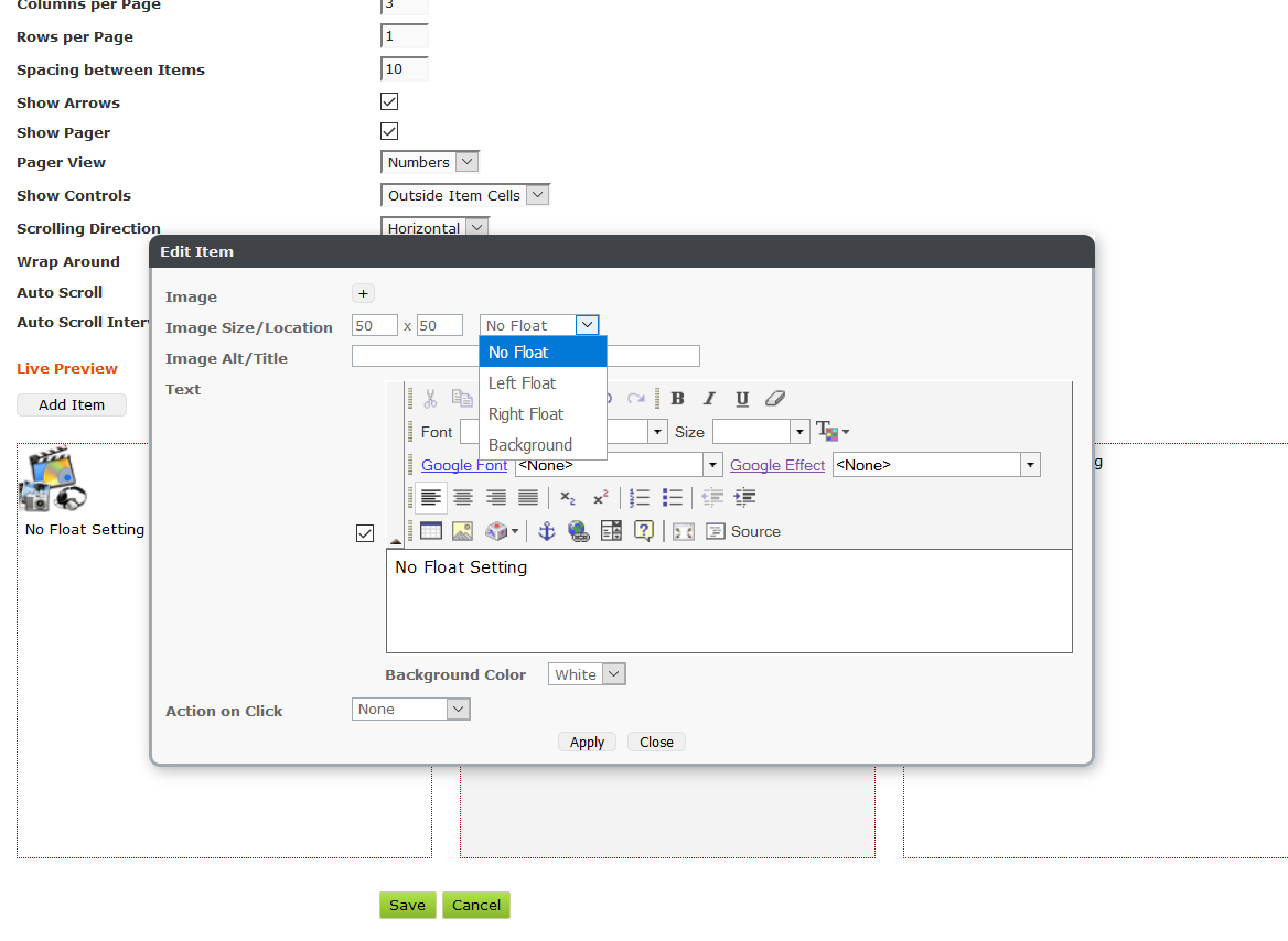 Edit Item in a slide