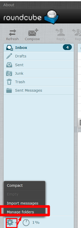 Roundcube manage folders