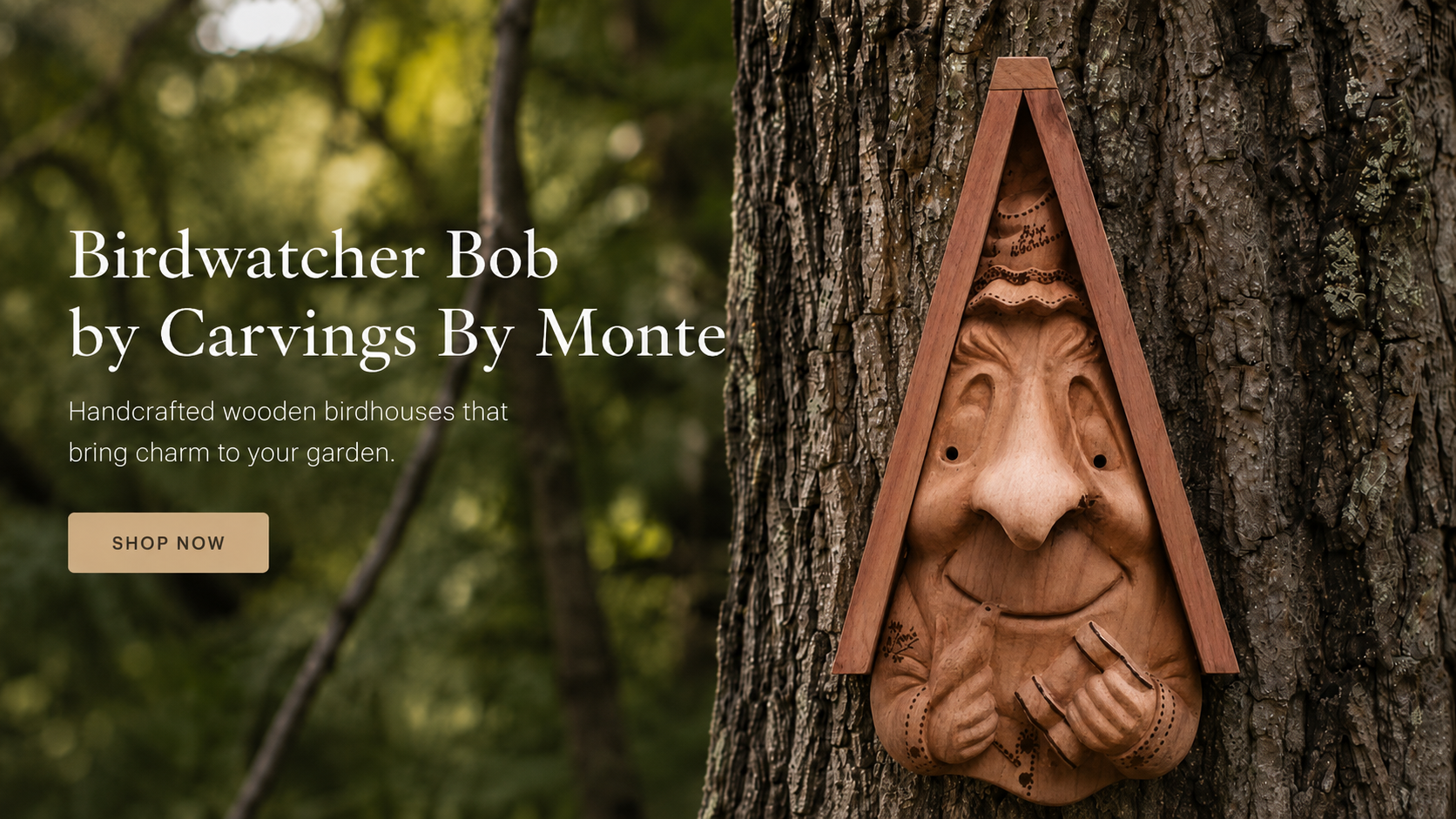 Birdwatcher Bob Hand Carved Cedar Bird Houses Original Design by Monte Spinker