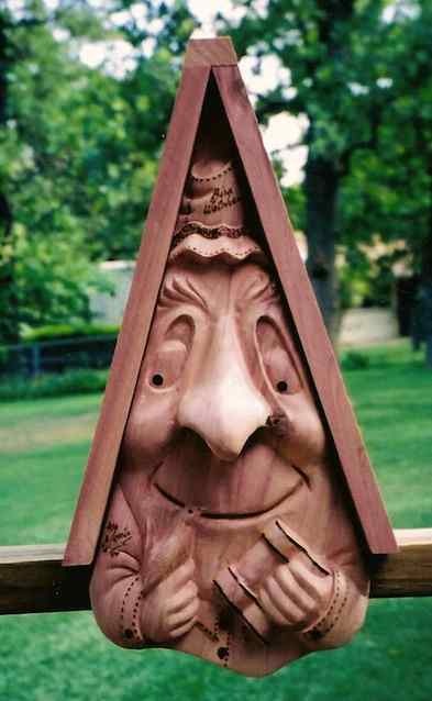 HandCarvedWoodBirdHouses