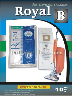 Bag, Dirt Devil-Royal- Type B, Paper- Metal Uprights, Taskvac and more- 3/Pkg*