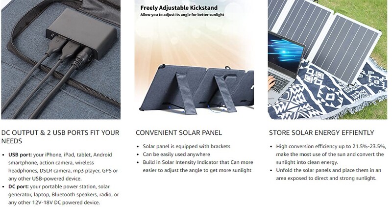 60W Portable Solar Panel Charger - Foldable Power Station Panel With - View #5