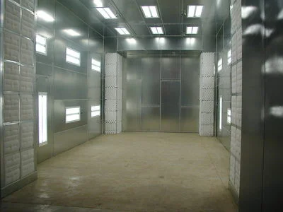 Paint booth interior - 32ft deep 16ft high 17ft wide