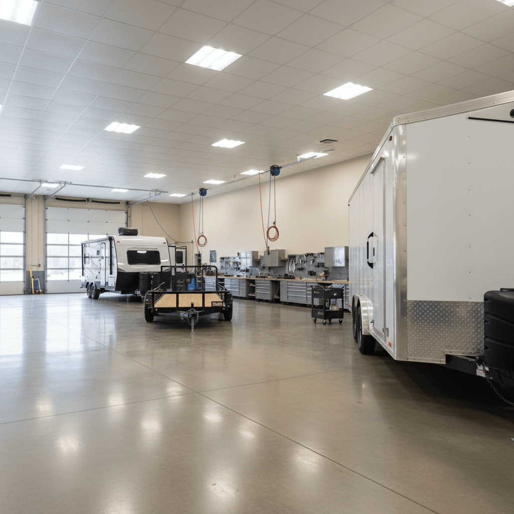 Trailer and RV repair facility with service bays