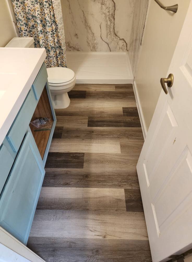 Bathroom flooring and lighting