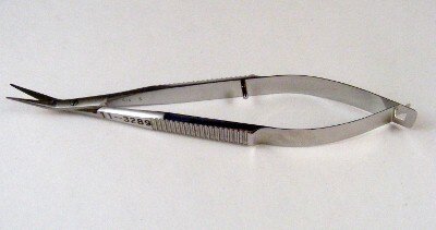 Aebli corneal section scissors - right, 4 3/4", angled blades with blunt tips, flat handle