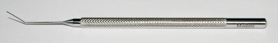 Mackool-Bechert Lens Nucleus Rotator Y-shaped tip, Angled 10mm from bend to tip, Round Knurled Handle, 120mm Overall Length, Stainless Steel