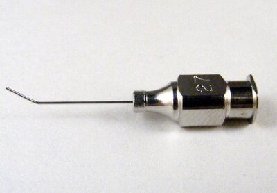Air Injection 27ga, Angled 5mm from bend to tip, 19mm Overall Length