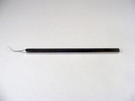 Clayman Guide Hook, 4.5" long,  .2mm Diameter blunt tip, Flat Handle, Stainless Steel