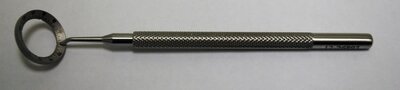 Beveled Degree Gauge with four alignment notches, 5 Degree Ruler markings on bevel with handle mounted at 0,  104mm Overall Length, Round Knurled Handle, Stainless Steel