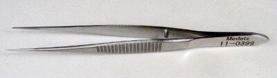 Dressing Forceps Serrated, Delicate Tips, Straight OL 100mm(3 7/8")