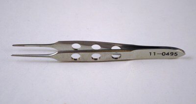 Bishop-Harmon Dressing Forceps, Straight, Cross Serrated Tips OL 85mm(3 3/8")