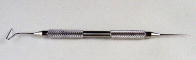 Intra Flap Lifter & Retreatment Spatula DBL-Ended Intra Flap Lifter, Delicate Slightly Pointed tip, Angled 1.5mm from bend to tip, / Retreatment Spatula, Unique Z Shaped tip, 12mm Wide Cylindrical Spatula with Slightly Pointed tip, Round Handle