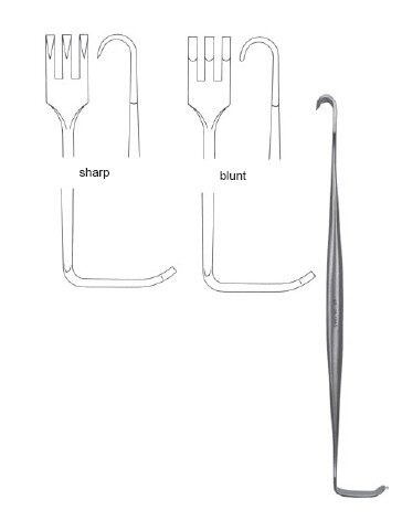 Senn Retractor 6 1/4" 2 blunt 1 sharp middle