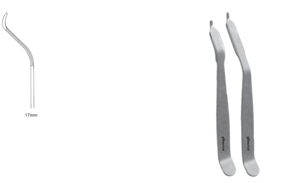 gRetractor, Hohmann Mini 5 1/2", 6mm wide blade, 35mm 45 degree drop, 12mm hdl bent