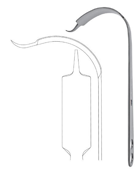 Hohmann Retr 13" x 40mm long straight end 2 holes