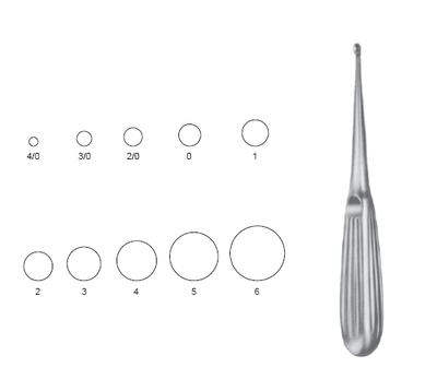 Brun Curette 6 1/4" hollow hdl str rnd #0