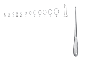 Brun Curette 7" hollow hdl str oval #0