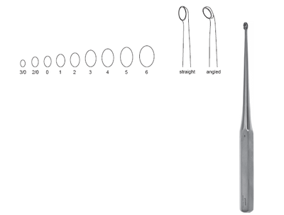 Brun Curette 9" hex hdl ang oval #0