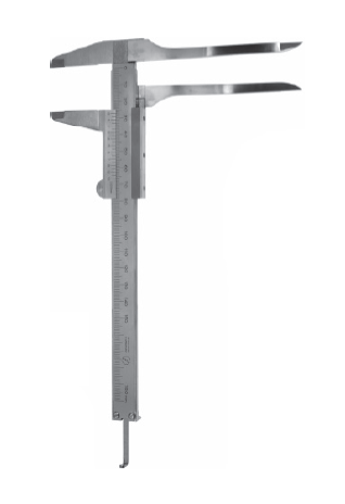Caliper 9" with 90mm long blades, deli inch and mm grad, measures up to 5" (127mm)