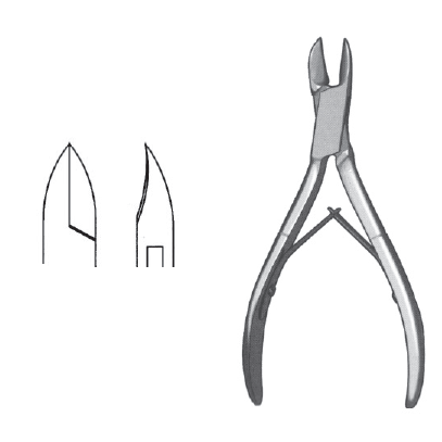 Nail Nipper 4 1/2" concave, leaf spring, locking clip, s/s