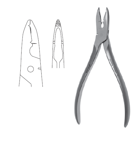 Wire Bending Pliers 6" w/cutter TC, notched serr jaw, max cap 1.6mm [.062"]