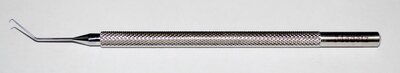 Nagahara Phaco Chopper Centered Flat Interior Cutting Edge, Angled 10mm from bend to tip, Round Knurled Handle, 114mm Overall Length, Stainless Steel