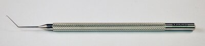 Fukasaku Nucleus Chopper Wedge Shaped Flat Interior Cutting Edge with Blunt tip, Angled 10mm from bend to tip, Round Knurled Handle, 109mm Overall Length, Stainless Steel