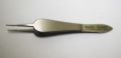 Manhattan Suture Forceps 1x2 teeth, w/Platform TW 1mm, TL 7mm OL 87mm(3 3/8")