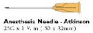 Anesthesia Needle - Atkinson 25G x 1 1/4 in (.50 x 32mm) Package Quantity  10