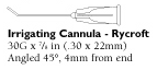 Irrigating Cannula - Rycroft 30G (.30mm) Bag of 100