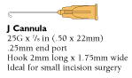 J Cannula 25G (.50mm) Bag of 100