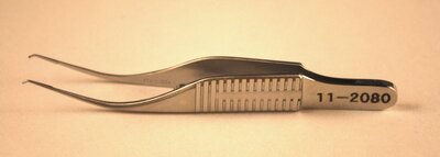 Colibri Forceps, 1x2 teeth, w/Platform OL 74mm(2 7/8")