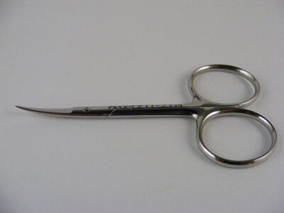 Iris Scissor, Curved, Standard Blades, Large Rings, Mirror Finish OL100mm(3 7/8")