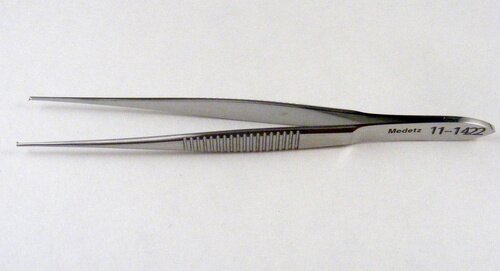 Tissue Forceps, Standard Straight, 1x2 teeth OL 100mm(3 7/8")