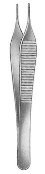 Adson Dressing Fcps 4 3/4" serr w/ fenestrated handles