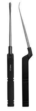 Micro Discectomy Lumbar Penfield Dissector 9 1/2", #1, 6mm slightly curved, offset black alum hdl