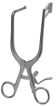 Discectomy Retr 7" 20x50mm left fenestrated blade, right prong with teeth
