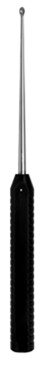 Tooth Curette 17", curved left 10mmx6.5mm oval tooth cup, 8" shaft, 9" plastic hdl black