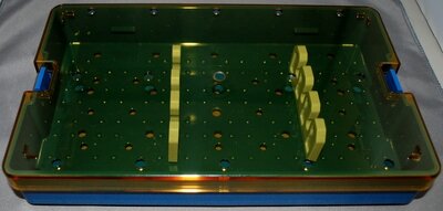 Phaco Tray - Base, Lid, & 2 Bars / 3 Slot  Dimensions 6.0" x 10" x 1.5"