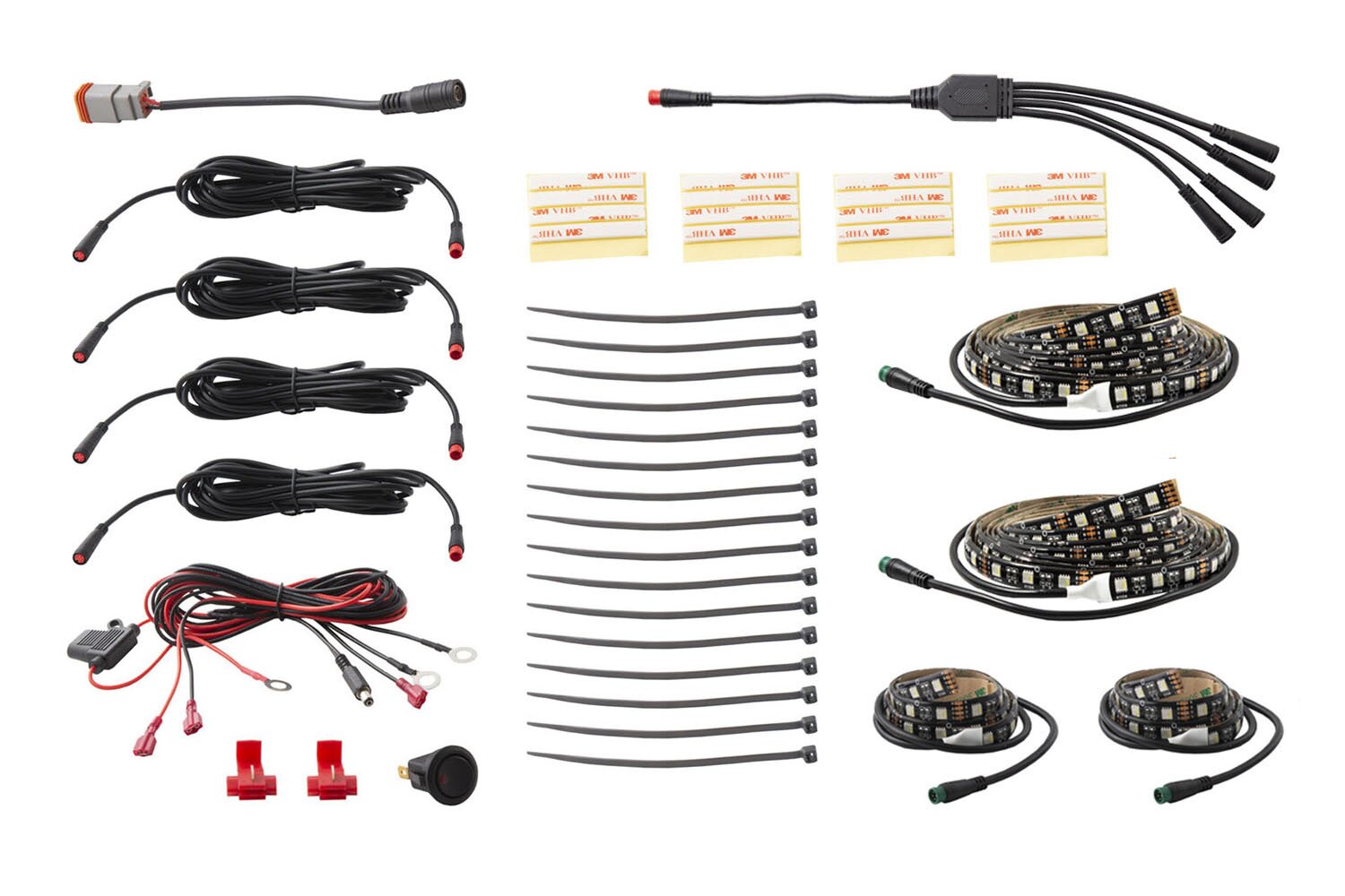 RGBW underglow LED kit components