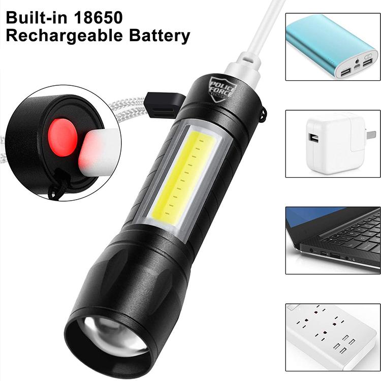Can be recharged in the USB port on your laptop, power bank, or car charger. You can also use a block charger (not included) with an electrical outlet