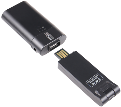 Looks just like a USB stick and with the included external battery pack you can get up to 10 hours of recording time!